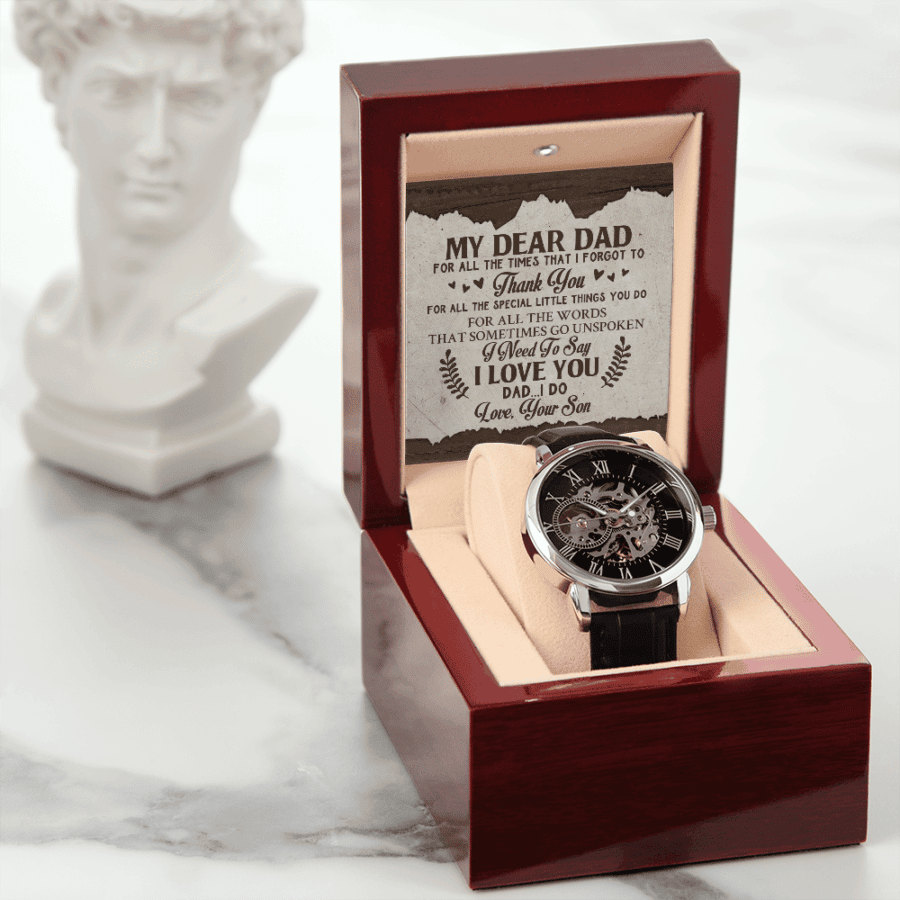 The 20+ Best Gifts for Dad from Son That'll Make Him Indescribable Wonderful Moments - gifts for dad | CubeBik Blog Men Openwork Watch - gifts for dad | CubeBik Blog