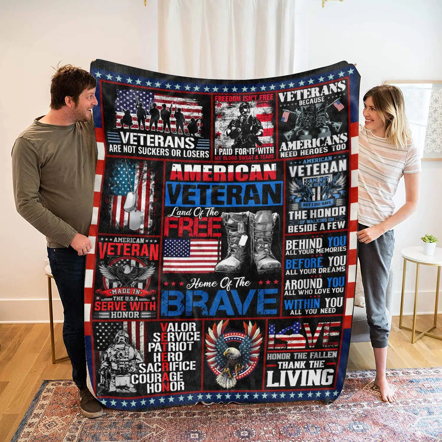 Honoring Our Heroes Blanket - Memorial Day Blanket - Soldiers Blanket - US Soldiers Blanket - Gift for Veterans store - Gift for Soldiers